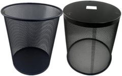 Mesh Waste Paper Bin Metal Wire Rubbish Basket (2 small)