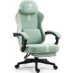 MEENICE Gaming Chair with Gel Pad Pocket Spring Cushion for Adults, Ergonomic Computer Chair with Footrest and Massage Lumbar Support, High Back Leather Game Chair for Office, 300LBS, Green