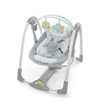 Ingenuity - Swing 'n Go Portable Swing - Hugs and Hoots, 5 Swing Speed, 8 Soothing Melodies, Removable Toy Bar, Ages Newborn +, Grey