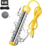 Immersion Water Heater with 304 Stainless Steel Cover Intelligent Temperature Control and Digital LCD Thermometer Portable Bucket Heater Heat 5 Gallons of Water in Minutes 1500W