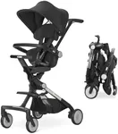 Evolur Velo Rider Stroller in Blanc Caviar, Lightweight and Compact Baby Stroller, Easy One-Hand Fold, Easy Recline Backrest and Adjustable Headrest, Removable & Adjustable Canopy