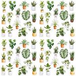 OIIKI 225 PCS Oxygen Green Plants Scrapbook Stickers, Green Potted Plants DIY Decoration Stickers for Scrapbook, Notebooks, Cards, Envelopes, Laptop, Calendars, Including Repeat (5 Boxes x 45 PCS)