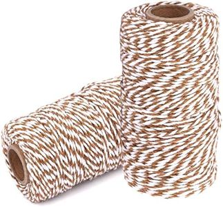 2 Roll Cotton String Rope 656 Feet Yzsfirm Brown and White 2mm Thick Bakers Twine for Crafts Bundling