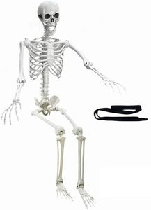 Wocst 5.4Ft Halloween Life Size Human Skeletons with Dog Skeleton,Poseable Life Size Skeletons Plastic Human Bones with Movable Joints for Halloween Decoration, 2023703-165GJ-DOG