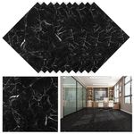 10 Sheets Vinyl Floor Tiles Stickers Self Adhesive Floor Sticker Bathroom Kitchen Waterproof Marble Black Vinyl Flooring Peel and Stick Floor Tile for Living Room 30x30cm