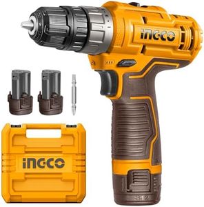 Ingco Cordless Drill Machine For Home Use,With 2 Pcs Batteries And Drill Bits,Battery Drill Machine Type C Chargeing,Orange