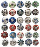 Ajuny Set of 10 Ceramic Knobs Multicolor Hand Painted Cupboard Door Drawer and Furniture Pulls for Kitchen Cabinets Bathroom Dresser Drawers Handmade Pottery Decorative Knobs