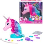 Barbie Unicorn Styling Head, Colorful Mane of Fantasy Hair with Styling Accessories and Shimmer Stickers