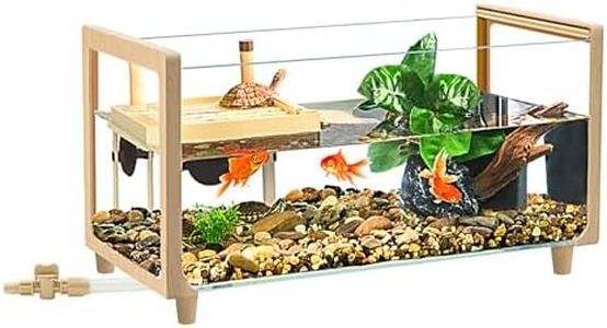 Reptile Growth Glass Turtle Aquarium Kit, 20"x9.5" x10" Turtle Aquarium with Turtle Basking Platform,Turtle Enclosure for Small Turtles & Juvenile Turtle, Perfect Turtle Starter Kit (Large,New 2025)