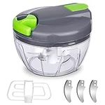 AUAUY Manual Food Chopper Pull String, Hand Food Shredder with Stainless Steel Blades, Vegetable Chopper, Onion Cutter, Garlic Choppe, for Vegetables, Meat, Onions, Nuts and Lots More (520ml)