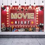 LASKYER Movie Night Hollywood Party Decorations,Oscar Camera Film Action Ticket Movie Night Theme Banner Backdrop Prop,Now Showing Home Movie Party Supplies.