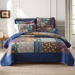 VISIMISI Cotton Bedspread Quilt Sets Reversible Bedding Coverlet Sets,3 Pieces Paisley Vintage Floral Rustic Patchwork Bedspread, King Size