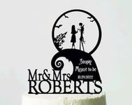 Simply Meant to Be Cake Topper,Mr&Mrs Wedding Cake Topper,Skeleton Wedding Cake Topper,Halloween Wedding Decor,Last name Topper for Wedding/Engagement/Bridal Shower/Anniversary/Birthday.