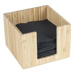 Square Natural Bamboo Cocktail Napkin Holder - 5 1/2" x 5 1/2" x 4" - 1 Count Box - Restaurantware