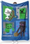 Minecraft Icons Throw Blanket - Measures 46 x 60 inches, Kids Bedding Features Creeper, Enderman, Zombie, & Skeleton - Fade Resistant Super Soft Fleece (Official Minecraft Product)