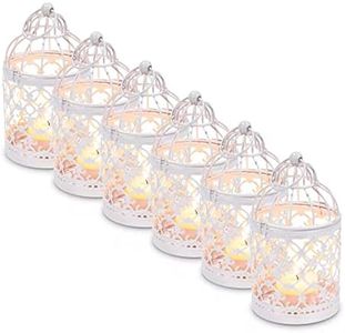 Hanging Birdcage Lantern, 6PCS Small Metal Tealight Holder Vintage Decorative Hanging Candle Holder Lantern Centerpieces for Wedding Halloween Christmas Table Decoration