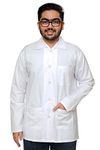 JEEVAN JYOTI Unisex Men's and Women's White Full Sleeve Lab Coat Doctors Apron Laboratory Medical Students Pharmacists Polyester Blend Fabric (Small)