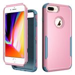 iPhone 8 Plus Case，iPhone 7 Plus Case,iPhone 6 Plus Case,Aovyu Soft TPU and Hard PC 3 in 1 Phone Case,Shockprooof Heavy Duty Armor Cover, Suitable for iPhone 6 P/7P/8P Case (Pink/Gray Green)