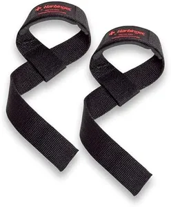 Harbinger Padded Cotton Lift Straps, Black - Soft, Supportive Neotek Wrist Pads - 21.5" Length, 1.5" Width - Reinforced Edges & Heavy-duty Stitching - Cushions Wrists for Lifting Support