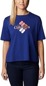 Columbia Women's North Cascades Relaxed Tee, Dark Sapphire/Centered Multi Gem, X-Small