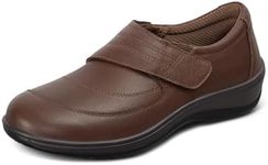 Orthofeet Women's Orthopedic Brown Leather Emily Casual Shoes, Size 5 Wide