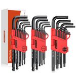 GETLITOOL 35PCS Allen Key Set, Metric & SAE Cr-V Allen Wrench Set, Long Ball & Star Hex Key Set with Size-Marked & Storage Bracket for Bicycle Repair, Furniture Assembly, Appliance Repair