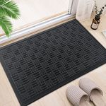 Indoor Outdoor Door Mat, 29"x17"Black Maze, Heavy Duty Rubber Backing Low Profile Front Door Mat, Slip Resistant Waterproof Welcome Mat for Entrance, Patio, Back Door, Dog Doormat