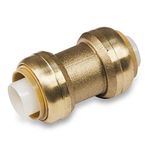 1/2 Inch Push to Connect Straight Coupling Connector for PEX, Copper, CPVC Pipe, Brass Plumbing Fitting with Stiffener, No Lead 1 in Pack