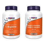 NOW L-Arginine Tablets, 1000mg, 120 Count & Acetyl L-Carnitine 500mg 100 vcaps