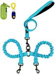 Dual Dog Leash,Double Dog Leash,360°Swivel No Tangle Double Dog Walking & Training Leash,Comfortable Shock Absorbing Reflective Bungee for Two Dogs with Waste Bag Dispenser and Dog Training clicker