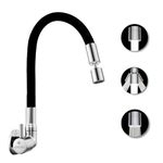 ENICET Dual Flow Side Sink Tap with Flexible Spout, 360 Rotating Swivel Swinging Spout, Germany Made 2 Flow System, Brass Build, Kitchen Sink Tap, Tap for Kitchen Sink, Wash Basin Tap (FE109 DF)