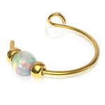 Fake Nose Ring - 24 Gauge 14k Gold Filled Nose Ring Cuff - Thin Non Piercing Nose Ring - White Opal Gold Beads Faux Nose Piercing - 7mm Diameter 0.2 Inches - Handmade Fake Nose Ring for Women Men