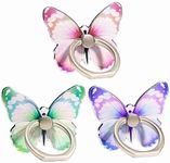 3Pcs Cute Butterfly Phone Ring Stand Holder, Tablet and Other Phones or Case Universal Cell Phone Finger Ring Stand,360°Rotation Metal Finger Ring Kickstand