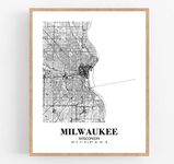 Eleville 11X14 Unframed Milwaukee Wisconsin City View Abstract Road Modern Map Art Print Poster Wall Office Home Decor Minimalist Line Art Hometown Housewarming wgn406