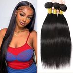 Datanala Brazilian 12A Virgin Straight Human Hair Bundles 100% Unprocessed Straight Human Hair Extension for Women Straight 3 Bundles Natural Black Color (20 22 24Inch, straight bundles)