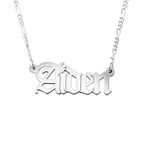 MYKA Personalised Gothic Style Unisex Name Necklace -Custom Made Pendant Nameplate Jewellery for Men Women (Sterling Silver)