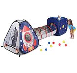 Utex 3 in 1 Pop Up Play Tent with Tunnel, Space Astronaut Play Tent Ball Pit for Kids Dinosaur Anti Stress169 Boys, Girls, Babies and Toddlers, Indoor Outdoor Playhouse