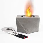 WANDERY Tabletop Fire Pit for Indoor & Patio Decor with Roasting Sticks - Portable Fire Bowl with Smokeless Long Time Burning, Bonfire, Smores Kit, Patio Mini Fire Pit, Smores Maker (Grey Geometric)