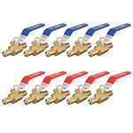 1/2 pex Shut Off Valve,Pex Brass Ball Valves Hot/Cold Water Ball, Red/Blue Lever 6 Hot Pack & 6 Cold Pack T Ball for 1/2'' PEX tubing [Pack of 12]