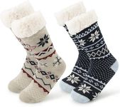 Starvis Womens Fuzzy Non Slip Slipper Socks Winter Thermal Snowflake Fleece Lining Christmas Stockings white soft terry fur Fluffy Warm Socks (Pack Of 2 |ASSORTED MIX COLOR, DESIGN AS PER AVAILABILTY)