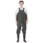 HIOD Fly Fishing Chest Waders Breathable Waterproof with Boots Foot River Wader Pants for Men and Women,Green,47