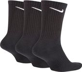 Nike Everyday Cushion Crew Training Socks, Unisex Nike Socks with Sweat-Wicking Technology and Impact Cushioning (3 Pair), Black/White, Large