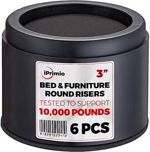 iPrimio Bed Risers - Round, 3 Inch Lift, Heavy Duty, 6 Pack, Up to 10000lbs - Bed Raising Blocks, Furniture Risers - Safe, Sturdy Bed Lifts for College Dorm Rooms, Couches, Tables, Desk Riser