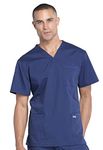 Cherokee Scrubs for Men Workwear Professionals V-Neck Four-Pocket Scrub Top WW695, M, Navy