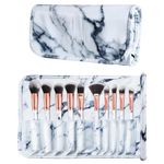 Makeup Brushes DUAIU 10PCS Grey Marble Makeup Brush Set Professional Premium Synthetic Make Up Brushes for Foundation, Powder, Contour, Concealers, Blush (10 Count with Bag)