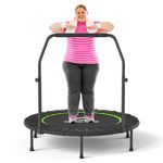 CLORIS 40" Foldable Fitness Trampoline，Rebounder with Adjustable Foam Handle Indoor/Outdoor Fitness Body Exercise Max Load 400 lbs