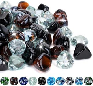 Mr. Fireglass 10 Pounds Blended Fire Glass Diamonds for Fireplace Fire Pit & Lanscaping - 1/2 inch High Luster Fire Rocks with Mixed Colors (Onyx Black + Crystal Ice + Amber)