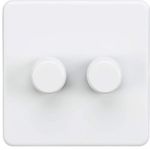 Knightsbridge SF2182MW Screwless 2G 2-Way 10-200W (5-150W LED) Trailing Edge dimmer-Matt White, 230 V