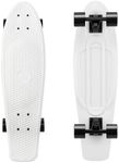 KMX 27" White Mini Cruiser Plastic Skateboard, Complete Nickel Board for Teens Adults Youth, Boys Girls Kids Beginners Penny Nickel Board 27 Inch (White Black)