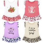 XPUDAC 4 Pack Dog Dresses Cute Printed Puppy Clothes for Small Dogs Girl Chihuahua Doggie Outfits Tank Top Vest Dresses Cat Apparel,Medium(Chest-17.6")